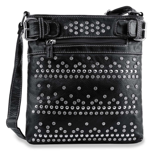 Rhinestone Studded Crossbody Sling - Burgundy