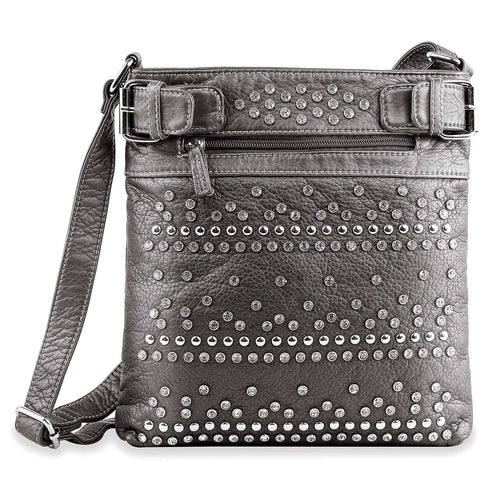 Rhinestone Studded Crossbody Sling - Burgundy